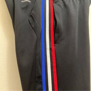 Adidas Red White Blue Stripes Black Soccer Pants w/ Pockets Womens Size Small
